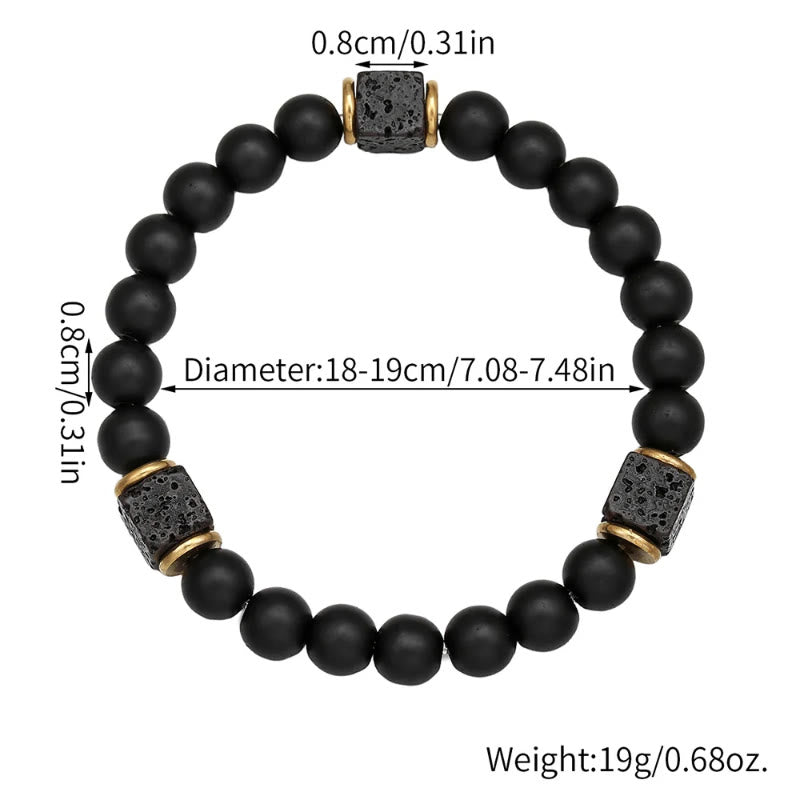 FuAttract Grounding Protection & Stability Lava Rock Black Onyx Vintage Bracelet - image 5