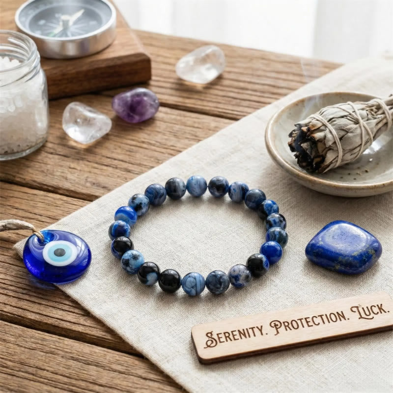 FuAttract Calm Protection & Balance Blue Fire Agate Energy Bracelet - image 2