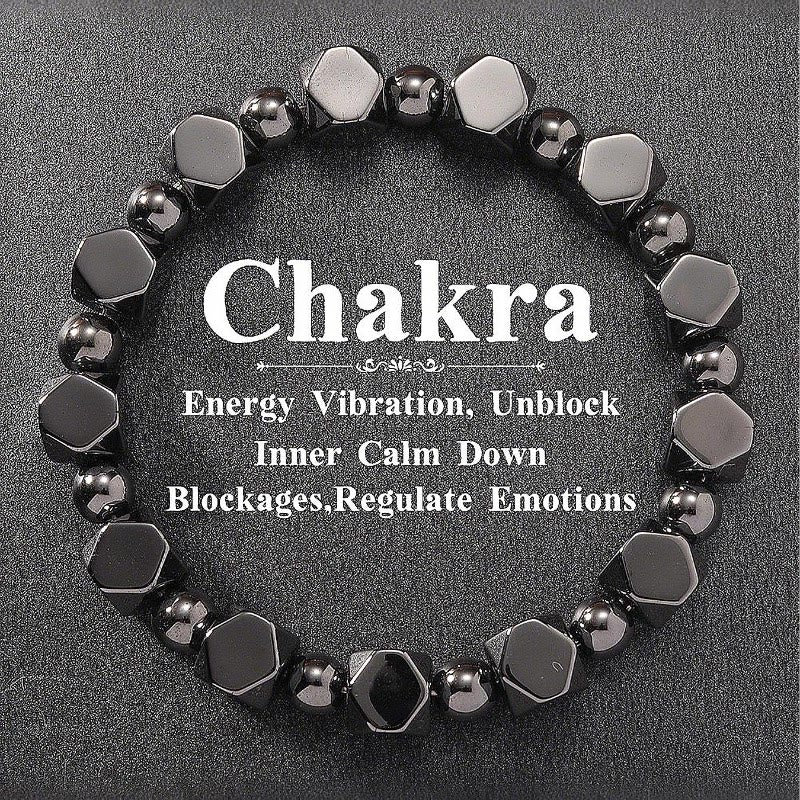 FuAttract Protection Strength & Grounding Energy Black Hematite Faceted Bead Bracelet - image 2