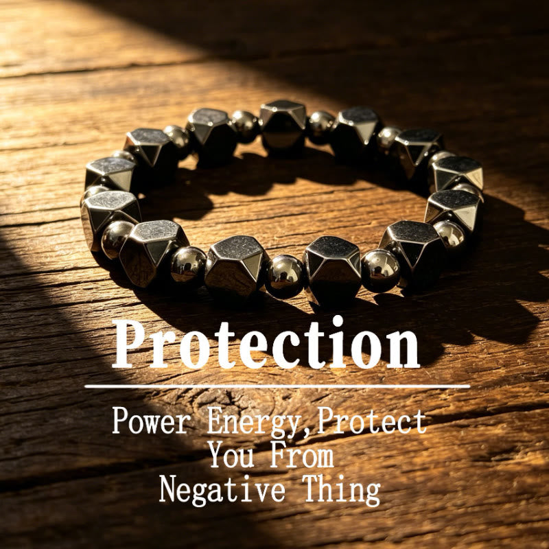 FuAttract Protection Strength & Grounding Energy Black Hematite Faceted Bead Bracelet - image 3