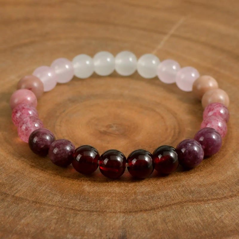 FuAttract Self Love & Emotional Balance Garnet Rose Quartz White Jade Energy Bracelet - image 3