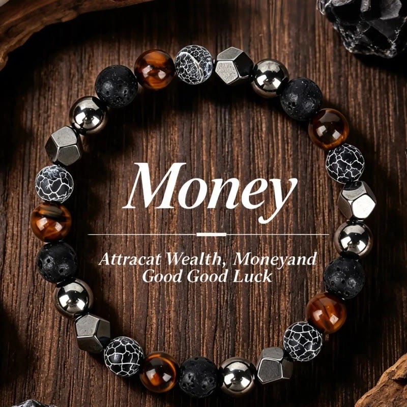 FuAttract Protection Strength & Grounding Energy Tiger Eye Hematite Lava Stone Weathered Stone Money Bracelet - Red Tiger's Eye - image 0