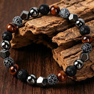FuAttract Protection Strength & Grounding Energy Tiger Eye Hematite Lava Stone Weathered Stone Money Bracelet - image 1