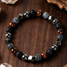 FuAttract Protection Strength & Grounding Energy Tiger Eye Hematite Lava Stone Weathered Stone Money Bracelet - image 2