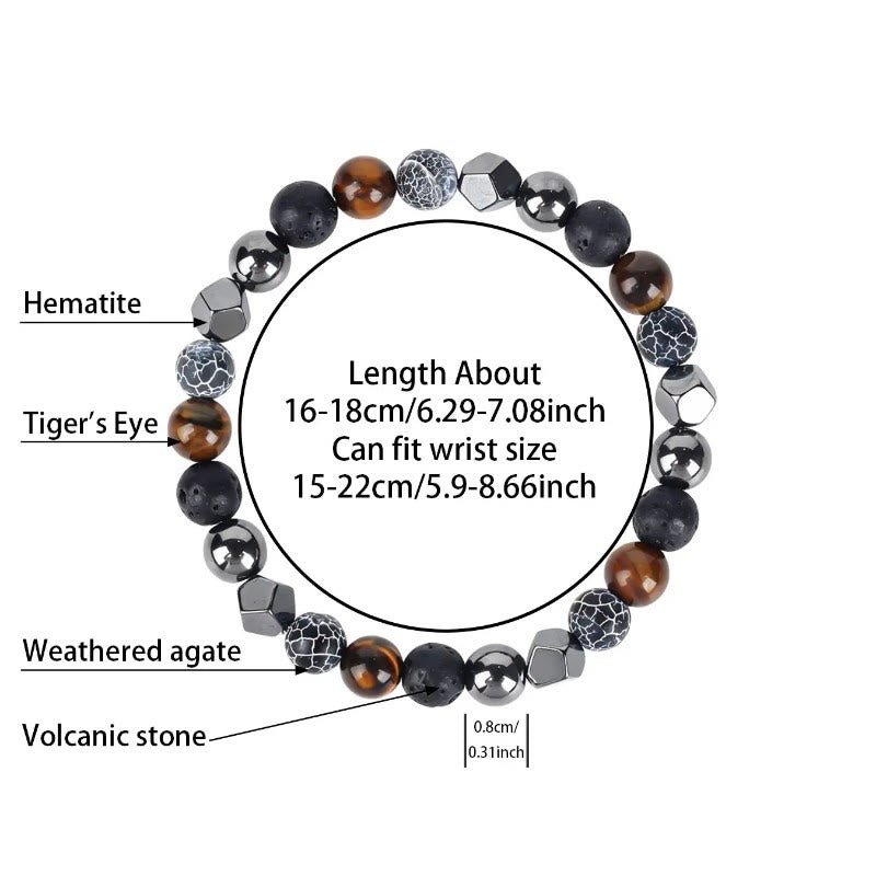 FuAttract Protection Strength & Grounding Energy Tiger Eye Hematite Lava Stone Weathered Stone Money Bracelet - image 5
