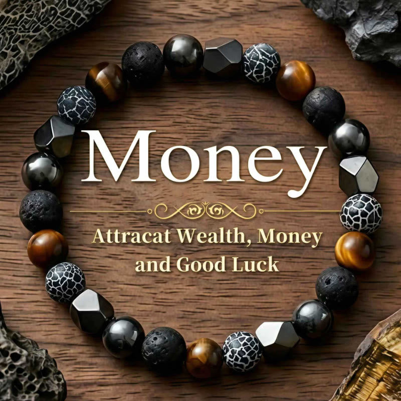 FuAttract Protection Strength & Grounding Energy Tiger Eye Hematite Lava Stone Weathered Stone Money Bracelet - Yellow Tiger's Eye - image 6