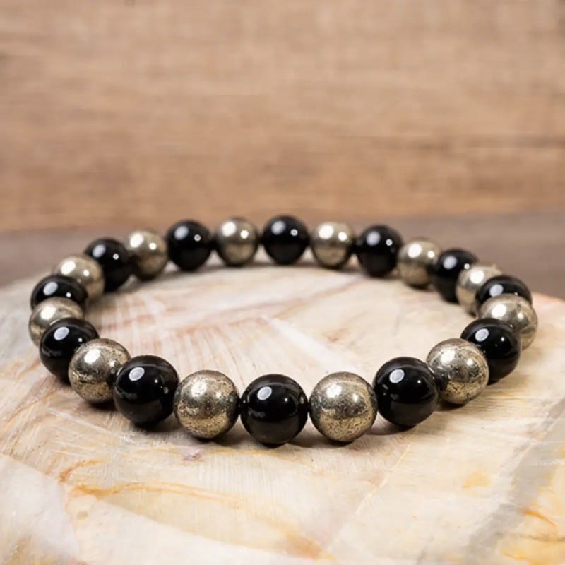 FuAttract Wealth Prosperity & Success Energy Black Obsidian Pyrite Fortune Bracelet - Black Obsidian & Pyrite - image 0