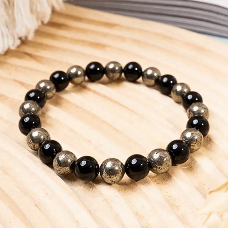 FuAttract Wealth Prosperity & Success Energy Black Obsidian Pyrite Fortune Bracelet - image 1