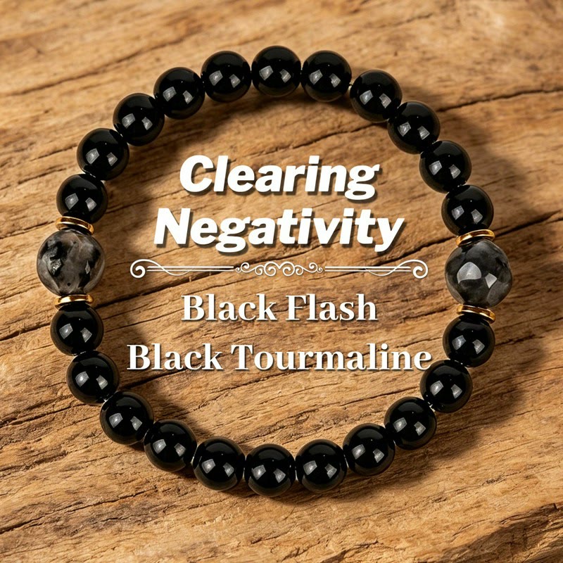 FuAttract Protection Strength & Grounding Energy Black Onyx Faceted Black Glitter Stone Bracelet - 8mm - image 0