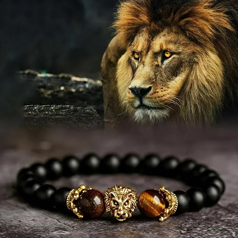 FuAttract Confidence Strength & Leadership Tiger Eye Crown Lion Bracelet - image 0