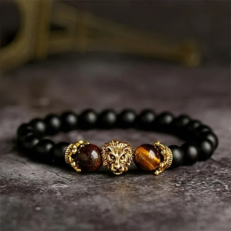FuAttract Confidence Strength & Leadership Tiger Eye Crown Lion Bracelet - image 1