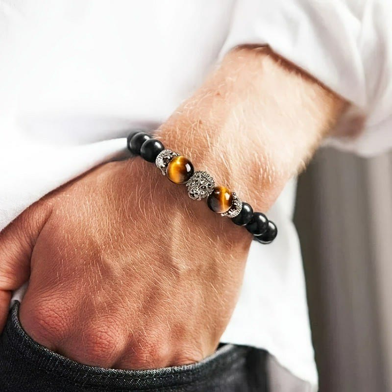 FuAttract Confidence Strength & Leadership Tiger Eye Crown Lion Bracelet - image 3