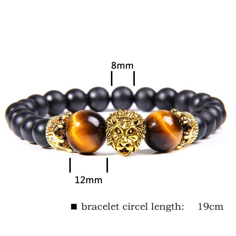 FuAttract Confidence Strength & Leadership Tiger Eye Crown Lion Bracelet - Yellow Tiger Eye + Gold - image 9
