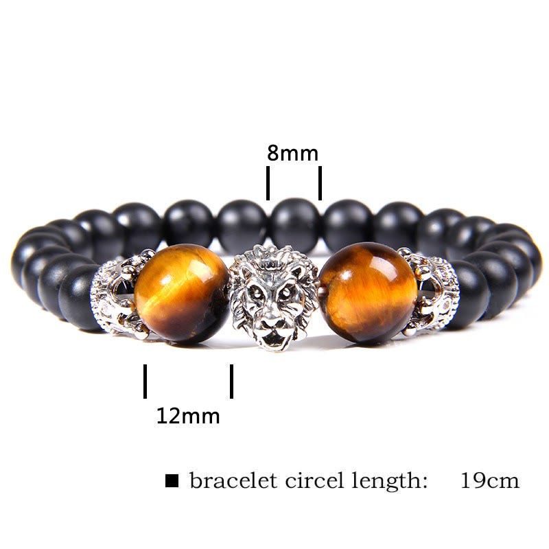 FuAttract Confidence Strength & Leadership Tiger Eye Crown Lion Bracelet - Yellow Tiger Eye + Silver - image 11