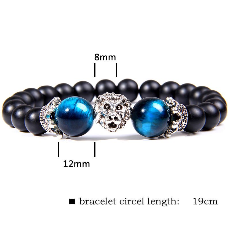 FuAttract Confidence Strength & Leadership Tiger Eye Crown Lion Bracelet - Blue Tiger Eye + Silver 2 - image 13