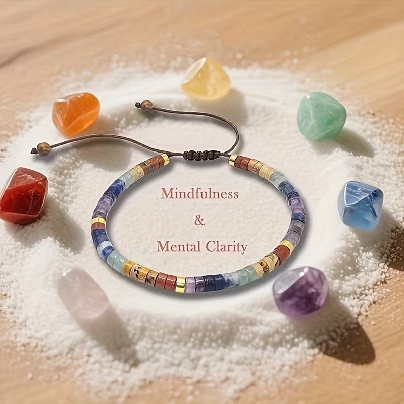 FuAttract Motivation Balance & Positive Energy Seven Chakra Crystal Woven Inspirational Bracelet - image 0