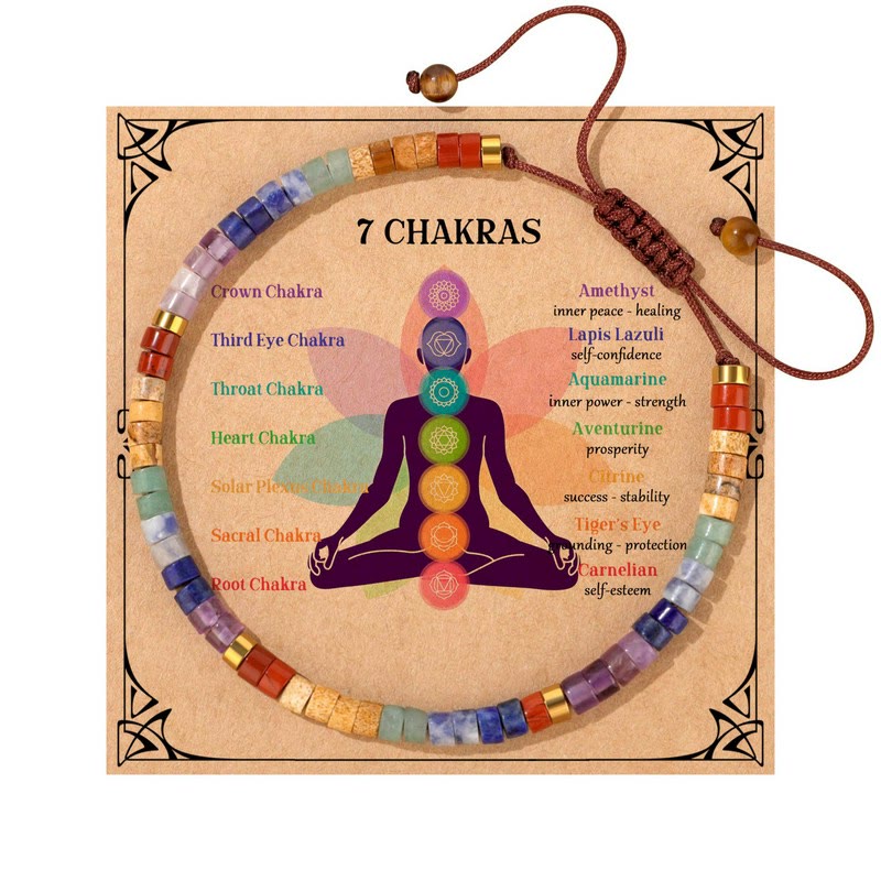 FuAttract Motivation Balance & Positive Energy Seven Chakra Crystal Woven Inspirational Bracelet - D - image 4