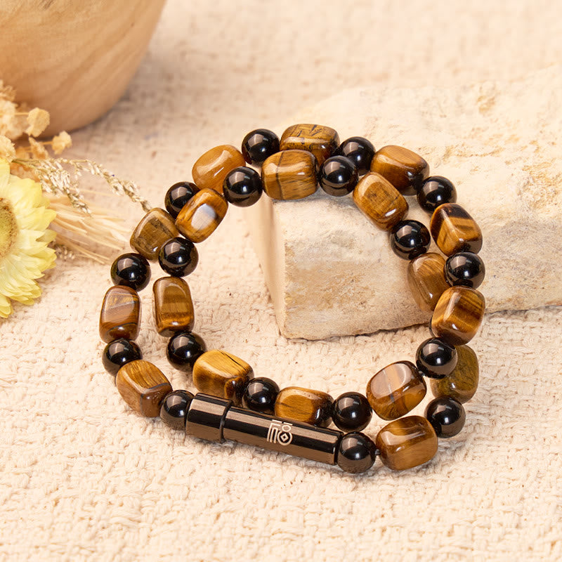 FuAttract Wishbeads Protection & Confidence - Black Obsidian & Tiger Eye Intention Bracelet - image 2