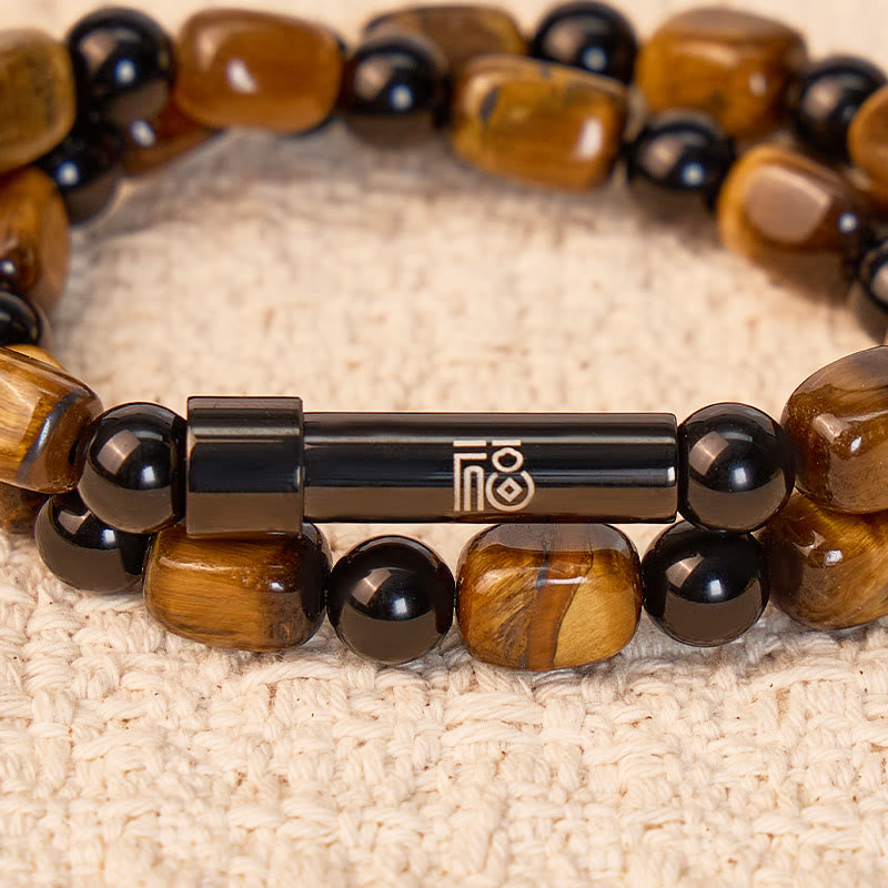 FuAttract Wishbeads Protection & Confidence - Black Obsidian & Tiger Eye Intention Bracelet - image 4