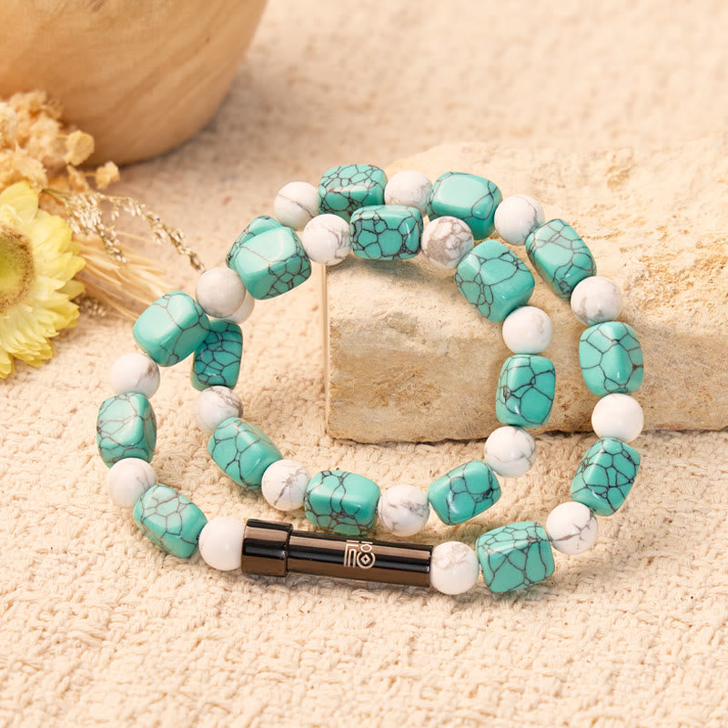 FuAttract Wishbeads Calm & Harmony–White Turquoise & Blue Turquoise Intention Bracelet - image 2