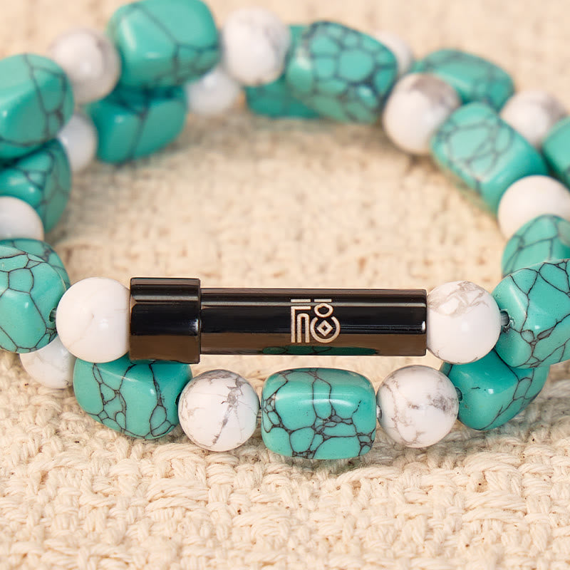 FuAttract Wishbeads Calm & Harmony–White Turquoise & Blue Turquoise Intention Bracelet - image 3