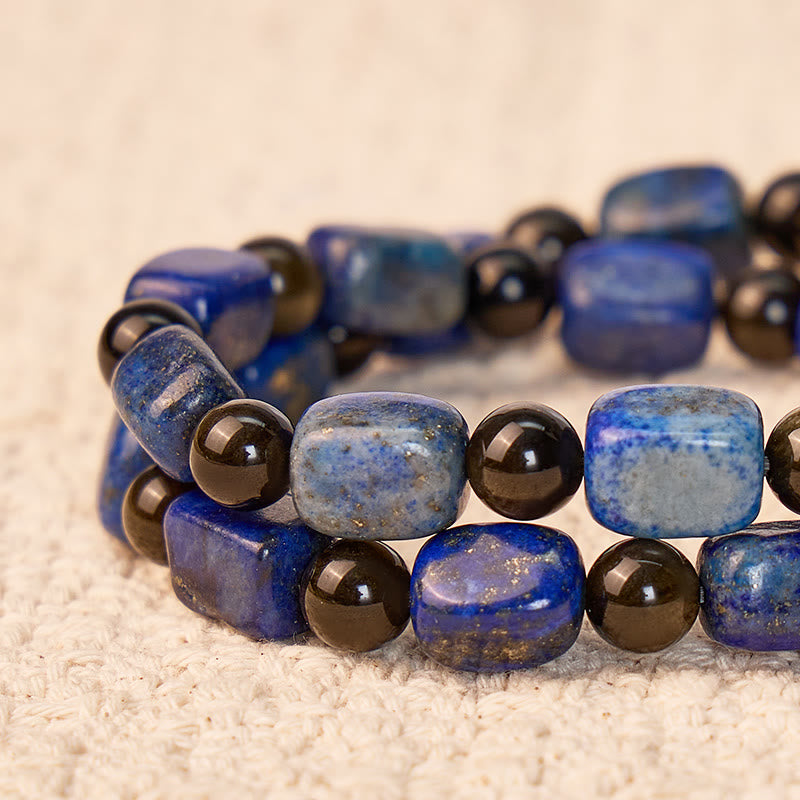 FuAttract Wishbeads Protection & Wisdom – Black Obsidian & Lapis Lazuli Intention Bracelet - image 5
