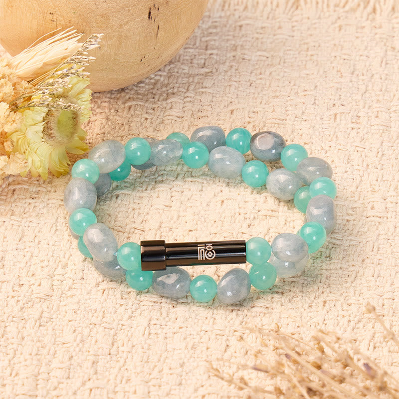 FuAttract Wishbeads Calm & Positive – Amazonite & Aquamarine Intention Bracelet - 8mm - image 0