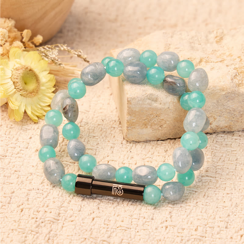 FuAttract Wishbeads Calm & Positive – Amazonite & Aquamarine Intention Bracelet - image 2