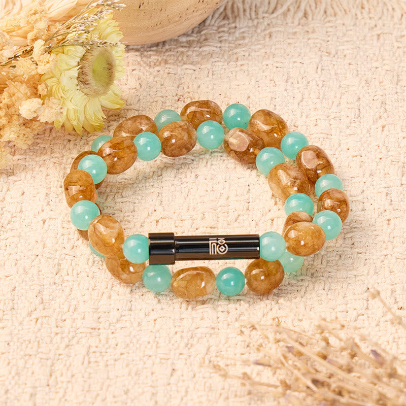 FuAttract Wishbeads Confidence & Emotional Balance – Amazonite & Tiger's Eye Intention Bracelet - 8mm - image 0
