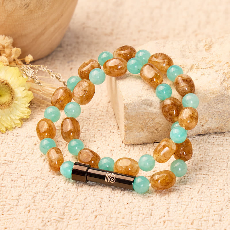 FuAttract Wishbeads Confidence & Emotional Balance – Amazonite & Tiger's Eye Intention Bracelet - image 2