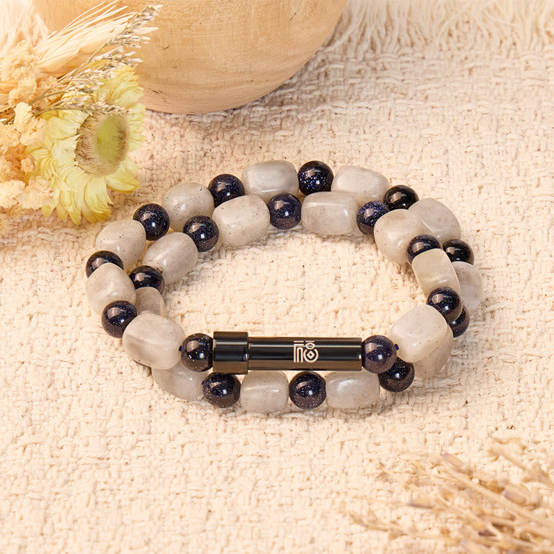 FuAttract Wishbeads Calm Energy & Confidence – Blue Sandstone & Labradorite Intention Bracelet - 8mm - image 0