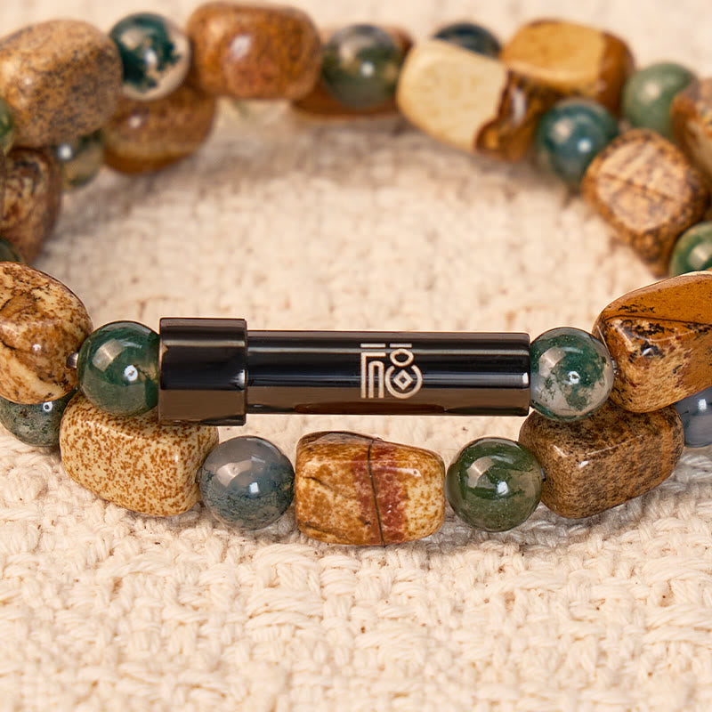 FuAttract Wishbeads Harmony & Positive Growth – Moss Agate & Picture Jasper Intention Bracelet - image 4