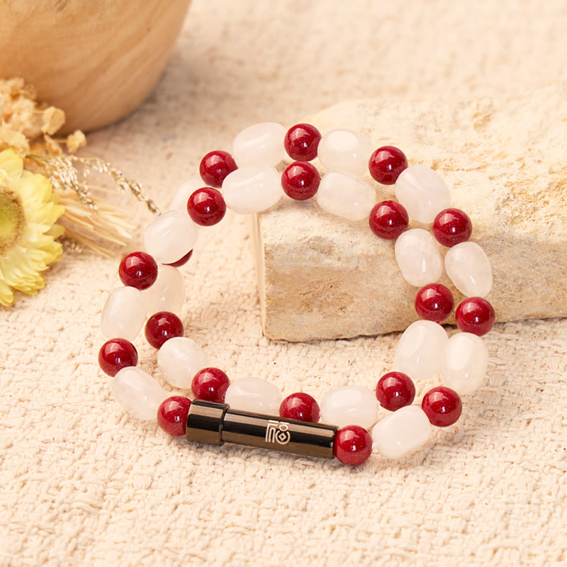 FuAttract Wishbeads Protection & Good Fortune – Cinnabar & White Jade Intention Bracelet - image 2
