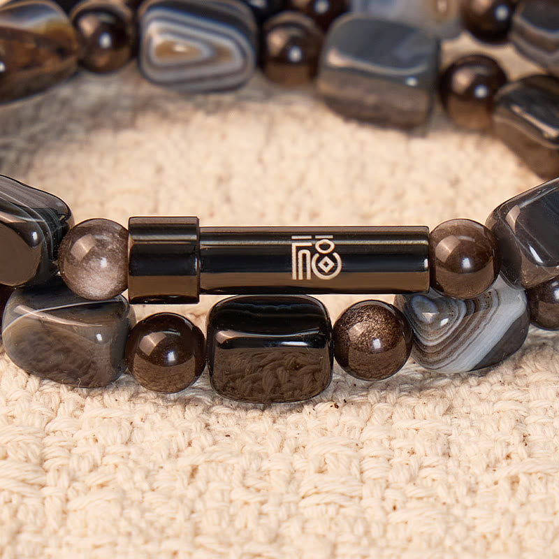 FuAttract Wishbeads Protection & Grounding – Silver Sheen Obsidian & Black Onyx Intention Bracelet - image 4