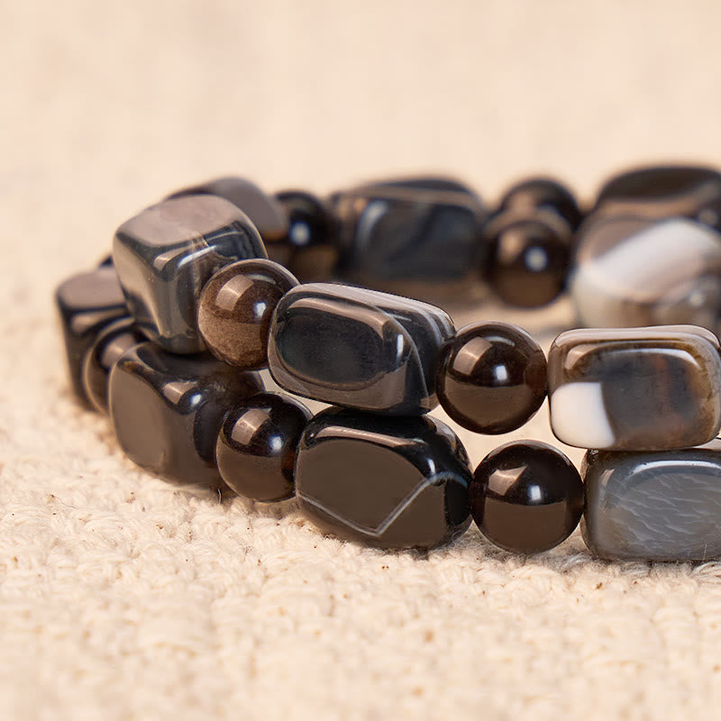 FuAttract Wishbeads Protection & Grounding – Silver Sheen Obsidian & Black Onyx Intention Bracelet - image 5