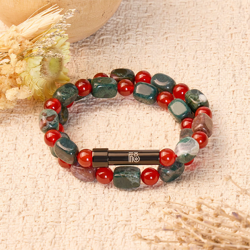 FuAttract Wishbeads Strength & Harmony – Red Agate & Indian Agate Intention Bracelet - 8mm - image 0