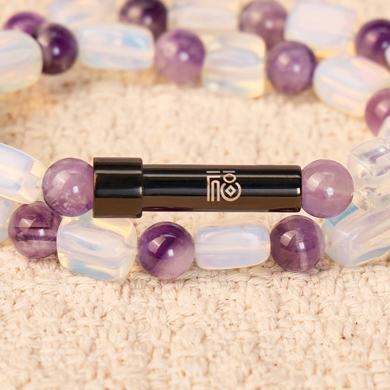 FuAttract Wishbeads Clarity & Intuition – Amethyst & Opal Intention Bracelet - image 4