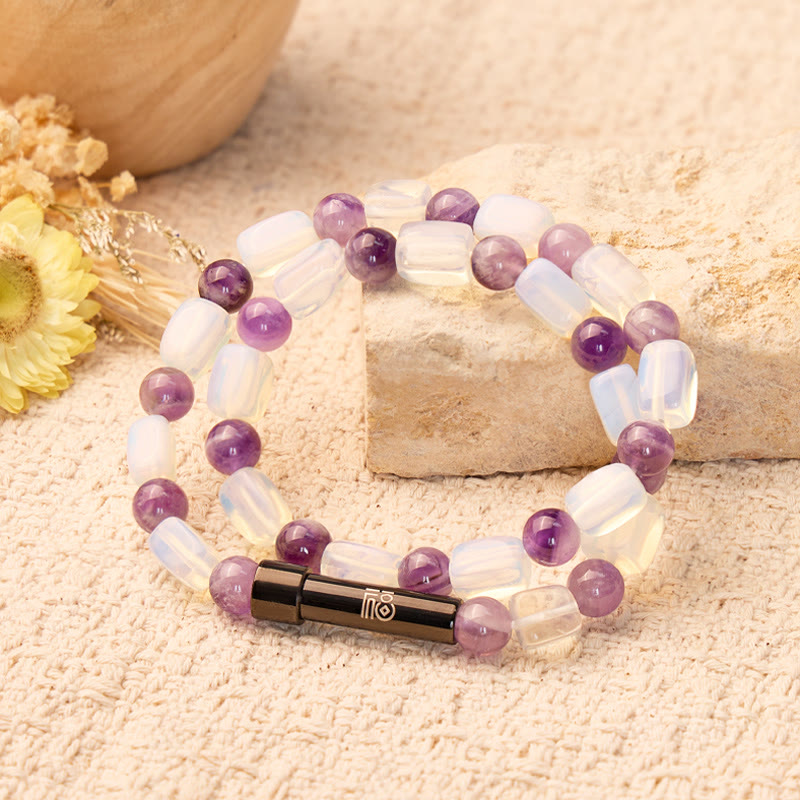 FuAttract Wishbeads Clarity & Intuition – Amethyst & Opal Intention Bracelet - image 2