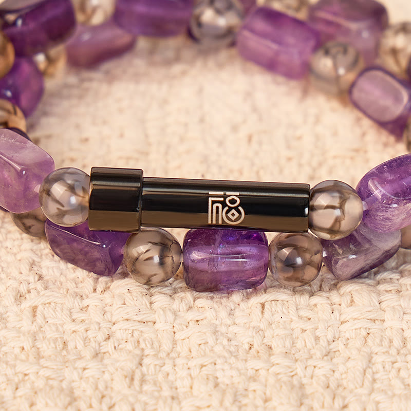 FuAttract Wishbeads Protection & Clarity – Dragon Vein Agate & Amethyst Intention Bracelet - image 4