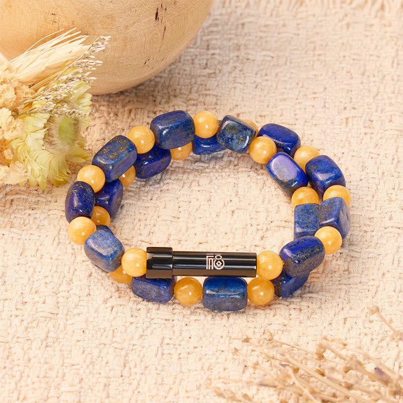 FuAttract Wishbeads Confidence & Wisdom – Yellow Tiger's Eye & Lapis Lazuli Intention Bracelet - 8mm - image 0