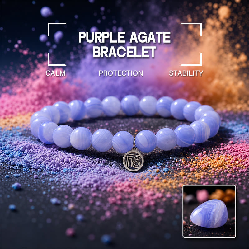 FuAttract Harmony Protection & Good Fortune Purple Agate Fu Pendant Bracelet - 19cm - image 0