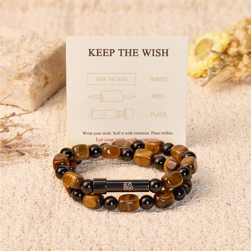 FuAttract Wishbeads Protection & Confidence - Black Obsidian & Tiger Eye Intention Bracelet - image 1