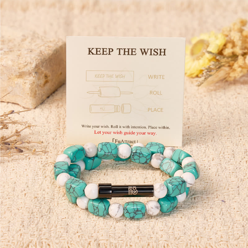 FuAttract Wishbeads Calm & Harmony–White Turquoise & Blue Turquoise Intention Bracelet - image 1
