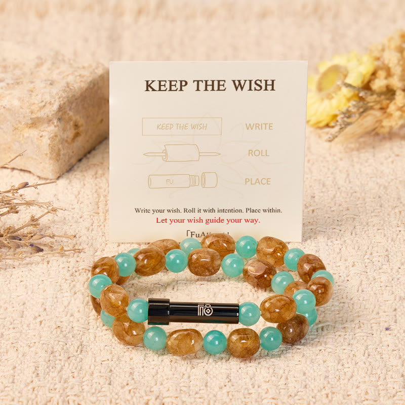 FuAttract Wishbeads Confidence & Emotional Balance – Amazonite & Tiger's Eye Intention Bracelet - image 1