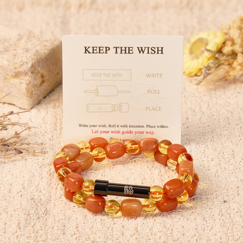 FuAttract Wishbeads Wealth & Positive Energy – Citrine & Red Aventurine Intention Bracelet - image 1