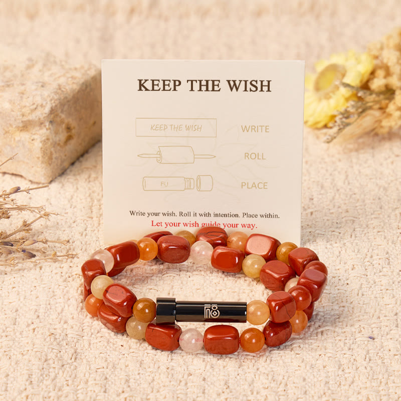 FuAttract Wishbeads Vitality & Positive Energy – Red Aventurine & Red Stone Intention Bracelet - image 1