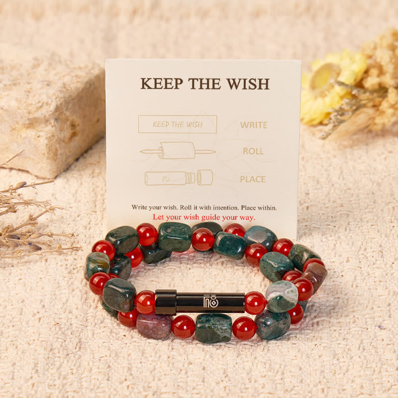 FuAttract Wishbeads Strength & Harmony – Red Agate & Indian Agate Intention Bracelet - image 1
