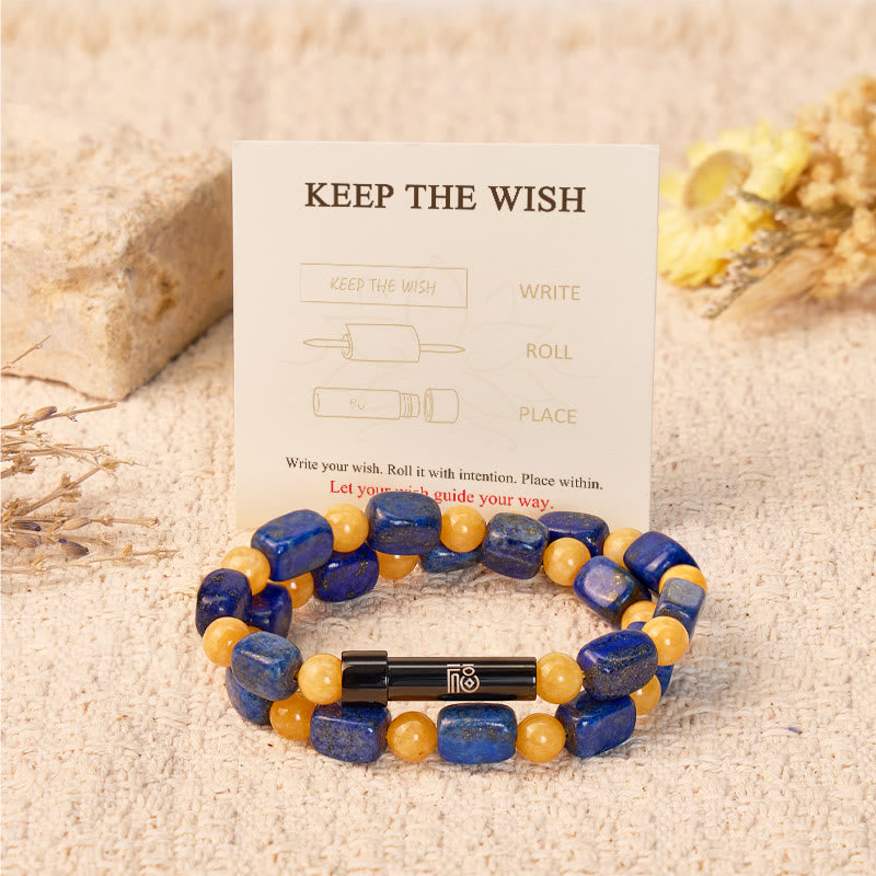 FuAttract Wishbeads Confidence & Wisdom – Yellow Tiger's Eye & Lapis Lazuli Intention Bracelet - image 1