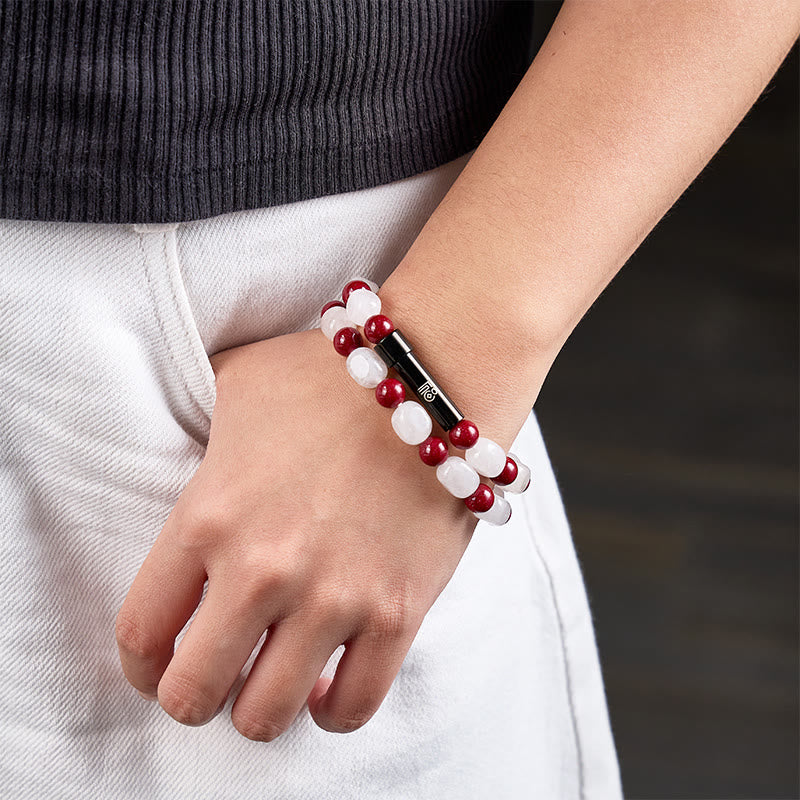 FuAttract Wishbeads Protection & Good Fortune – Cinnabar & White Jade Intention Bracelet - image 3