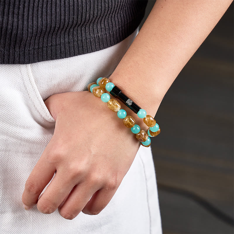 FuAttract Wishbeads Confidence & Emotional Balance – Amazonite & Tiger's Eye Intention Bracelet - image 3